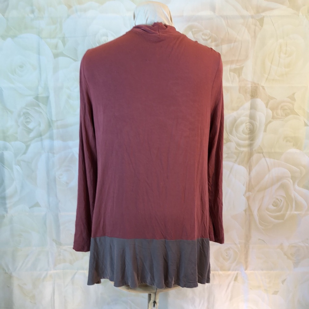 LOGO Open Front Cardigan Sweater Maroon Large - Picture 3 of 8